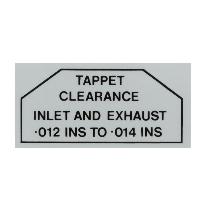 Tappet Clearance Decal